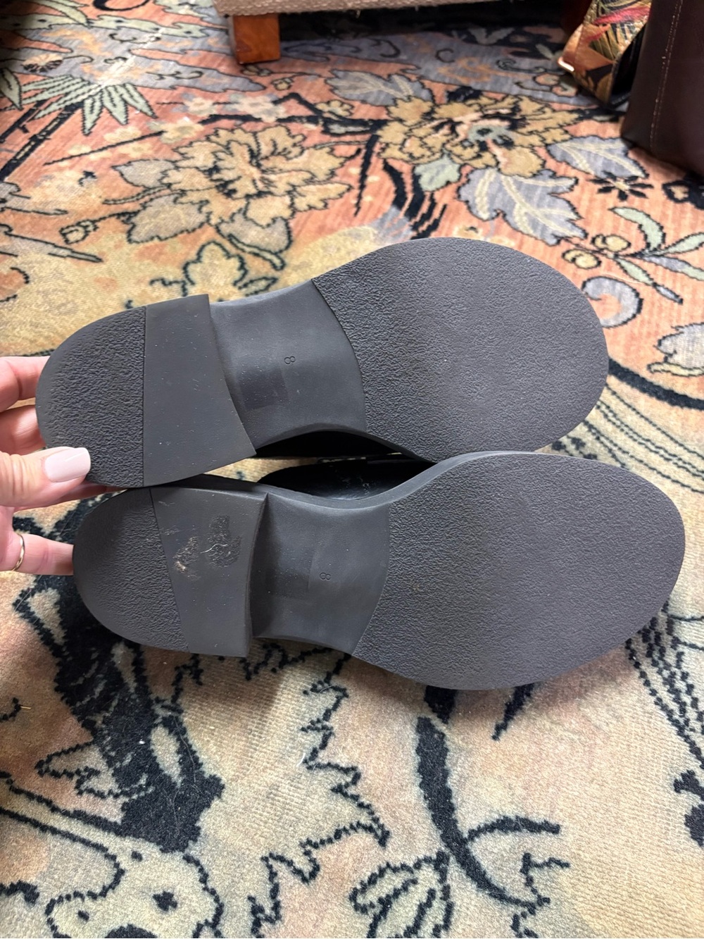 Jeffrey Campbell Black Patent Leather Mule Loafers with Gold Hardware - Picture 6 of 6